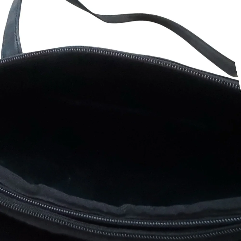 PERLINA Soft Black Leather Multi Compartment Tote Bag Laptop Work Bag Satchel